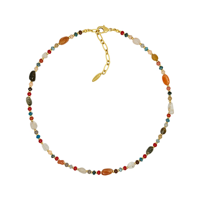 LAZY CIRCLES掉落的果实项链女彩色天然石串珠锁骨链百搭日常通勤