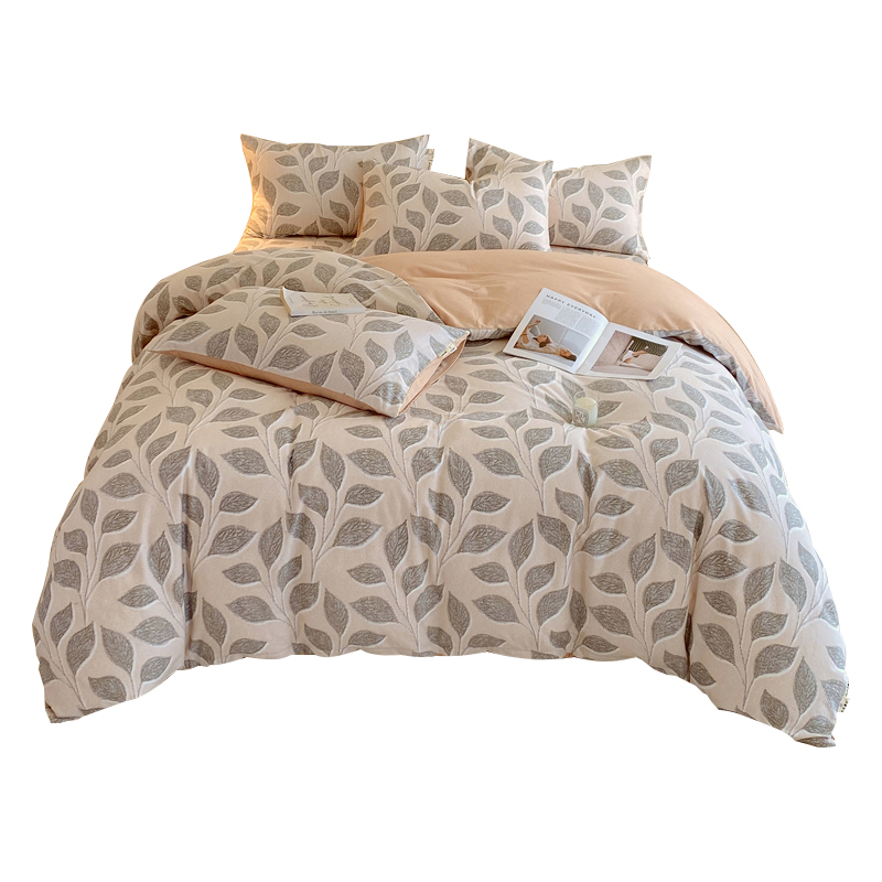 100%生态全棉磨毛四件套纯棉被套床单被罩秋冬加厚床上用品三件套