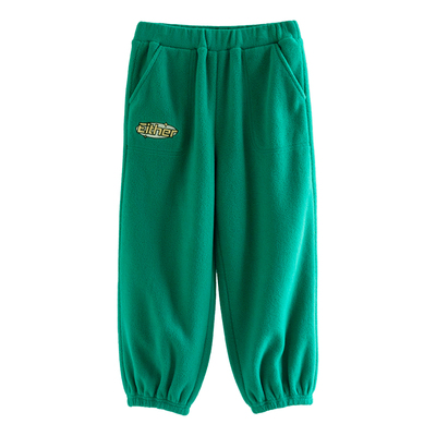 ILOVEJ女童摇粒绒绿色运动裤