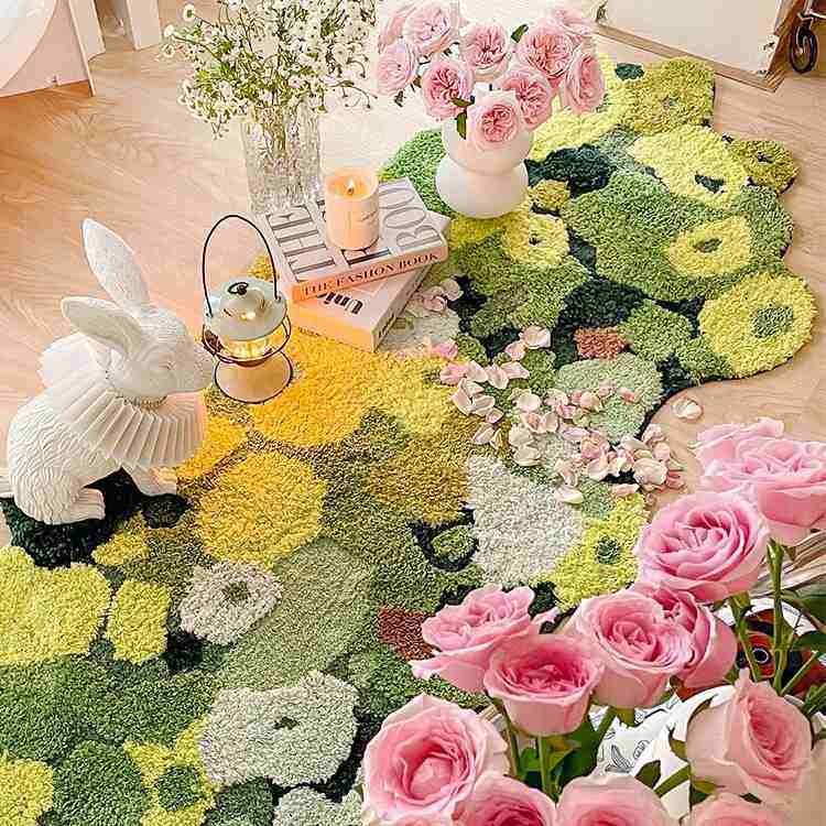 苔藓地毯客厅卧室森林仿羊绒垫地毯簇绒床边绿色地毯地毯毯异型