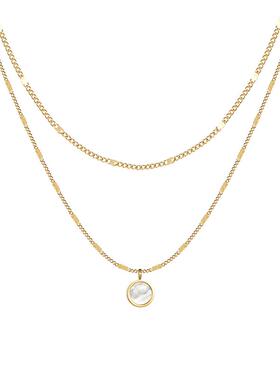 钛钢链条白贝吊坠叠戴项链