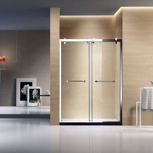 不锈钢卫浴隔断屏风型淋浴房双移门钢化玻璃淋浴屏浴室门简约定制