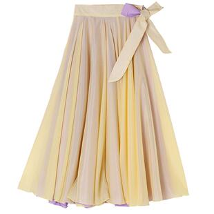 720度舞蹈裙两面穿中国古典舞半身大摆裙古风一片式系带跳舞长裙