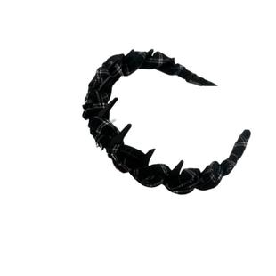 学院风格子带齿波浪发箍高颅顶头箍日常外戴高级感发卡洗脸发捆女