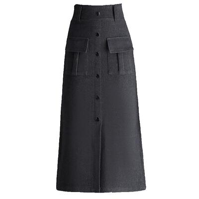 2025秋冬季新款修身毛呢包臀裙