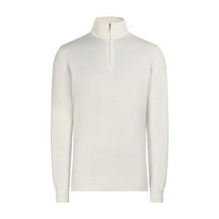 SUITSUPPLY秋米白色美利奴羊毛男士半拉链针织衫毛衣