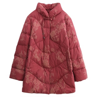 依佈中老年女士冬季新款羽绒服妈妈装加厚保暖外套奶奶装国风上衣