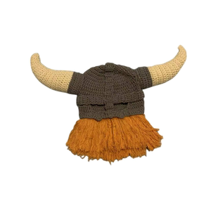 秋冬新款纯手工编织雷人牛角大胡子帽子异形搞怪毛线针织帽男女式