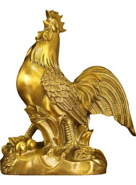 纯黄铜鸡摆件生肖吉祥物招财镇宅家居客厅玄关店铺办公室装饰礼品
