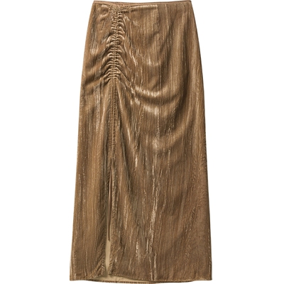 【播奥莱】播商场同款丝绒半身裙女24冬季新款开叉裙子BDR4BD3454