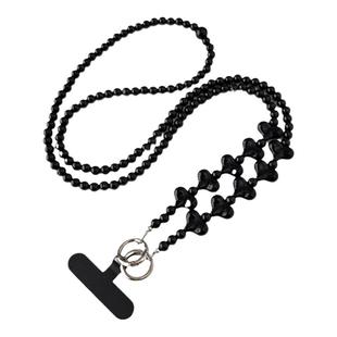 ins冷淡风手机链条斜挎可背手工串珠背包挂链爱心包包链子背包背带侧背防丢挂绳链高级感黑色银色挂件配件壳