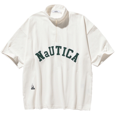 【明星同款】nautica白帆 日系中性经典LOGO半拉链短袖PoloKW4253