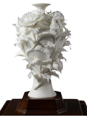 锵锵陶瓷白瓷花国色天香家居摆设