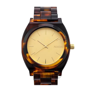 美国代购Nixon尼克松男女情侣手表玳瑁色方形蜜糖色石英小金表