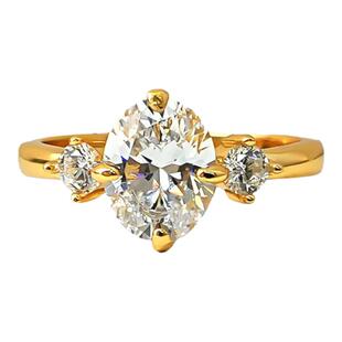 2克拉鸽子蛋形椭圆925银戒指镶嵌火彩高碳钻形订婚结婚钻戒小众女