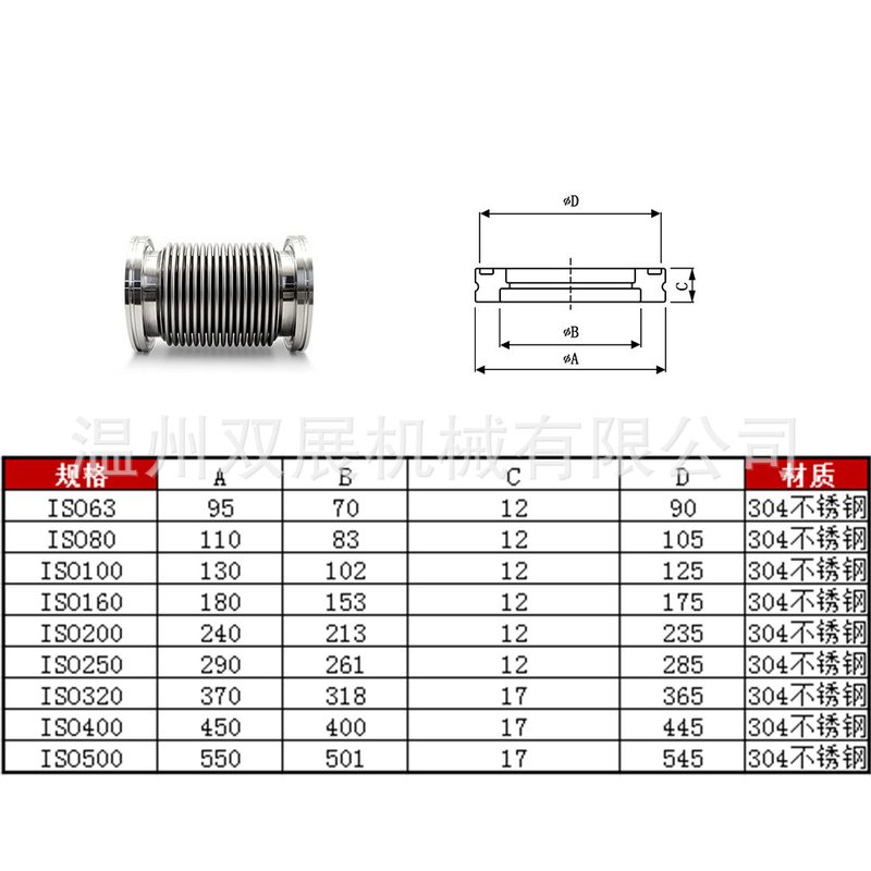 ISO-K高真空柔性波纹管304不锈钢LF软接63伸缩80检漏100弹性160KF