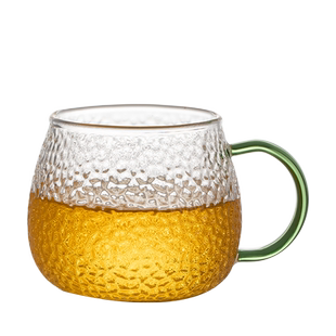 锤纹玻璃小茶杯家用茶具套装客厅待客喝茶水杯带把加厚耐高温杯子