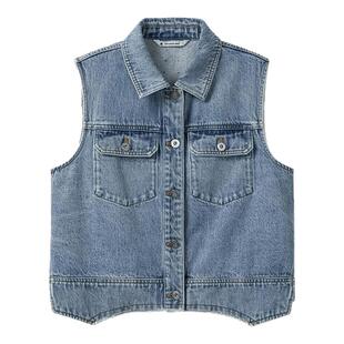 播商场同款复古牛仔马甲女25春秋新款叠穿航海系上衣BDS1MD1545