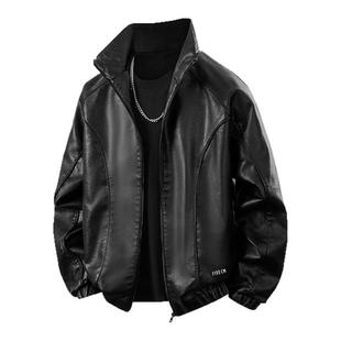 it FIVE CM潮牌皮衣男款宽松休闲外套2025新款男士皮夹克PU皮上衣