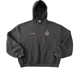 Aurocean 徽章刺绣训练服加绒卫衣 碳灰色运动少年感宽版廓形帽衫