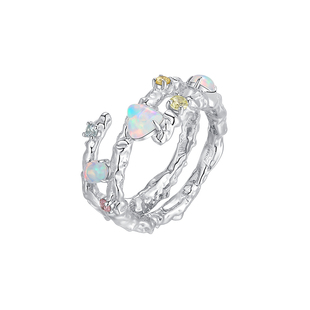 YVMIN尤目 甜食系列 糖纸肌理欧泊双层925银戒指生日礼物