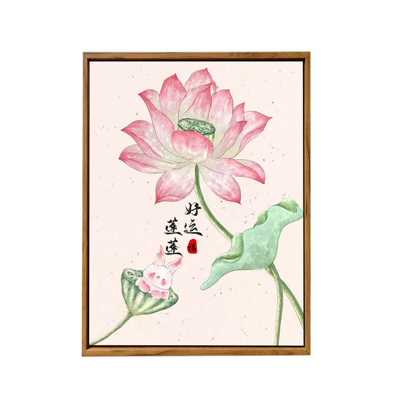 中国风荷花DIY数字油画花卉