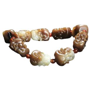 珪宝和田玉糖白玉十八罗汉手链男士天然玉石雕刻玉手串带证书礼物