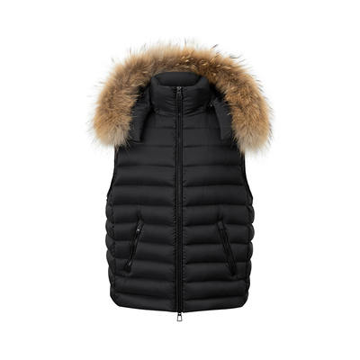 SUK 冬夜恋歌！绗缝设计90白鹅绒大毛领无袖马甲羽绒服叠穿时尚女