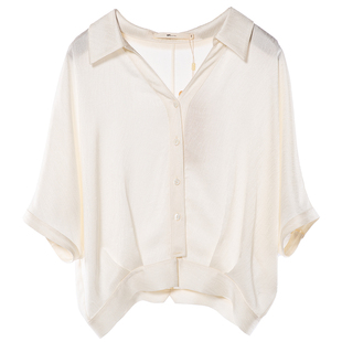 Distin Kidny/迪凯女装时尚通勤气质百搭纯色短袖衬衫上衣女夏季