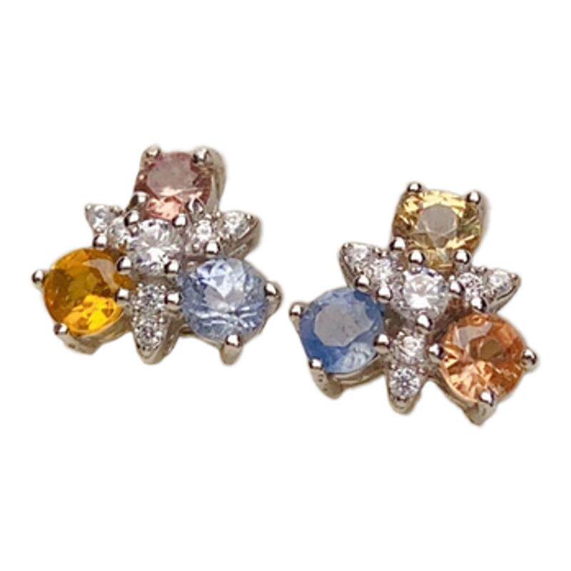 天然彩蓝宝耳钉3×3个性
