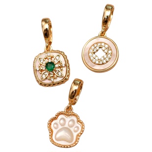 任意可掰扣项坠DIY裸链珠链花朵单坠珐琅小香风莫奈法式可拆吊坠