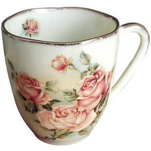 韩国进口Queen Rose水杯马克杯简约陶瓷杯子镀金边家用水杯一个装