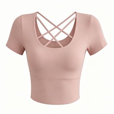 瑜伽服女夏季带胸垫运动健身上衣