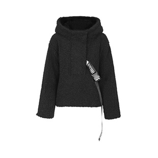 sdeer圣迪奥冬装女装高领连帽字母套头毛仿羊羔绒外套S21482216