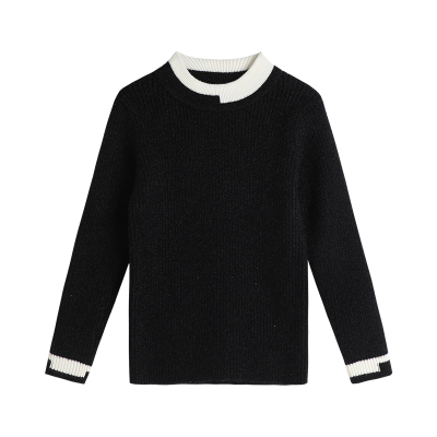 新款百搭儿童撞色保暖半高领毛衣