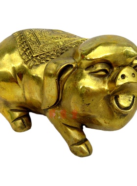 福猪财猪一对纯铜质风水摆件