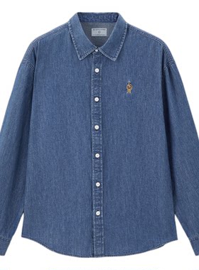 Giordano纯棉牛仔衬衫刺绣