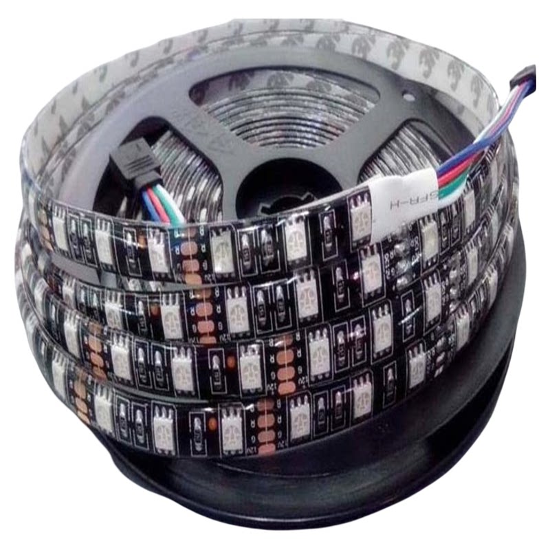 LED灯带12v自粘黑底黑板滴胶防水汽车装饰5050七彩变色RGB软灯条