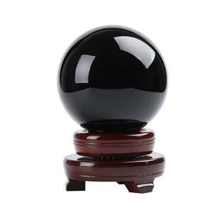 黑曜石水晶球摆件办公桌摆件轻奢高级感办公室防小人神器圆玻璃球
