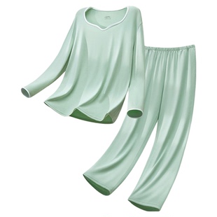 莫代尔棉睡衣女士上衣单件长袖T恤高级贴身睡觉穿宽松柔软家居服