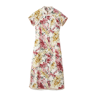 麓津自制《金粉世家》民国复古军阀太太礼服印花少女旗袍连衣裙子