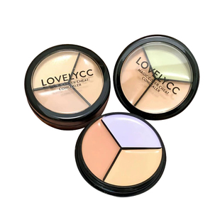 韩国lovelycc三色遮瑕膏盘以点盖全油皮泪沟黑眼圈遮暇提亮肤色