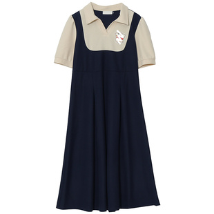 休闲长短款胖仙女莹莹大码女装胖mm夏季遮肉元气学院假两件连衣裙