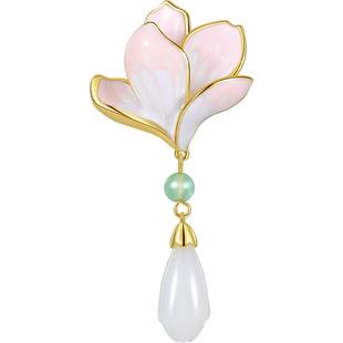 气质时尚玉兰花胸针高档女新款高级胸花精致衣服别针西装大衣配饰