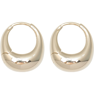 方糖家 极简咖啡金水滴圈圈耳环高级小众设计光面耳圈2025新款女