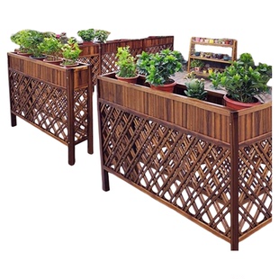 户外花架隔断围栏餐厅长方形防腐木花槽阳台花箱庭院木质栅栏室内