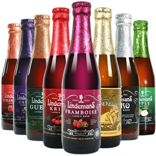 比利时进口林德曼组合Lindemans桃子樱桃蓝莓草莓果味啤酒24瓶/箱