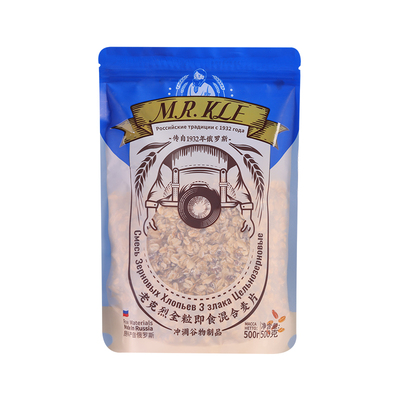 俄罗斯进口麦片即食燕麦片小麦片混合麦片全粒代餐早餐饱腹500克