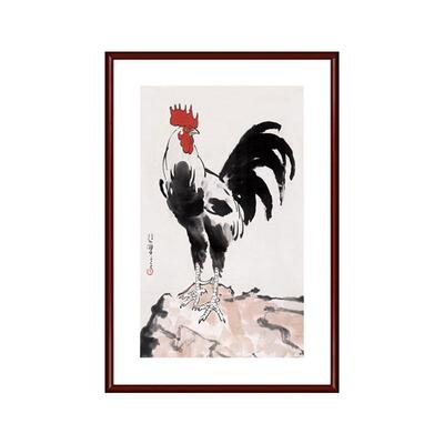 书房茶室字新中式徐悲鸿雄鸡图
