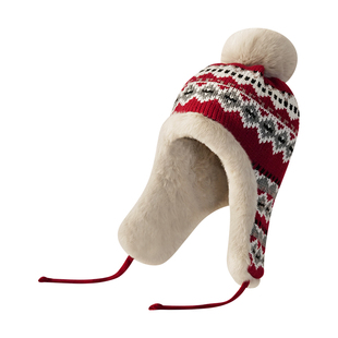 Himade韩版加绒加厚雷锋帽女甜美可爱显脸小毛线帽子冬季保暖护耳